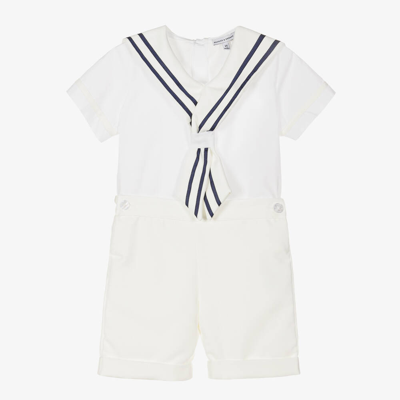Shop Beatrice & George Boys Ivory Cotton Sailor Buster Suit