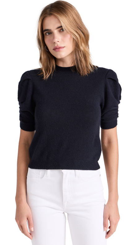 Shop Frame Ruched Cashmere Sleeve Sweater Navy