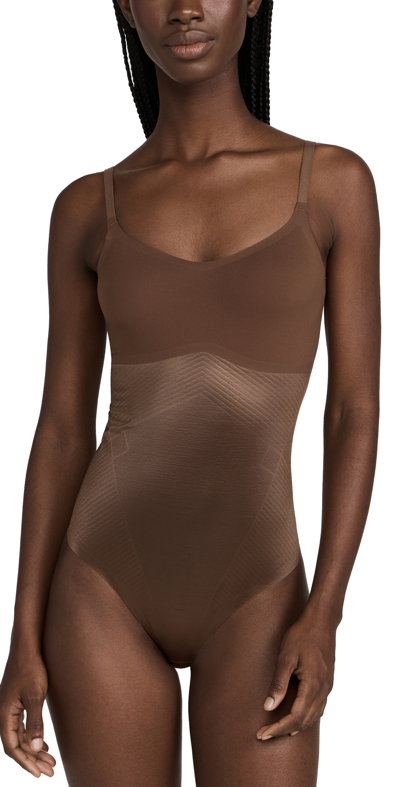 Shop Spanx Cami Thong Bodysuit Chestnut Brown