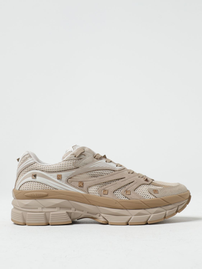 Shop Valentino Ms-2960 Sneakers In Mesh And Leather In Beige