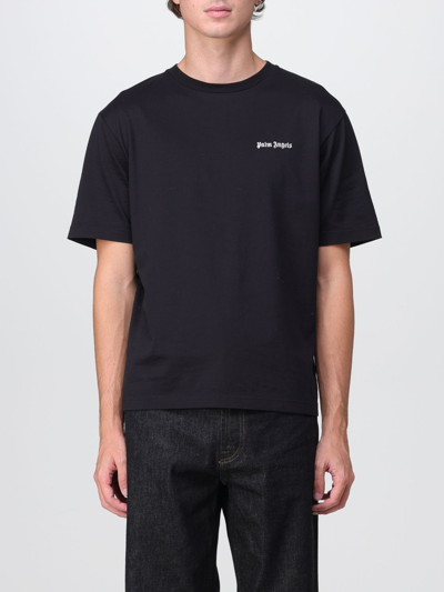 Shop Palm Angels Cotton T-shirt With Embroidery In Black