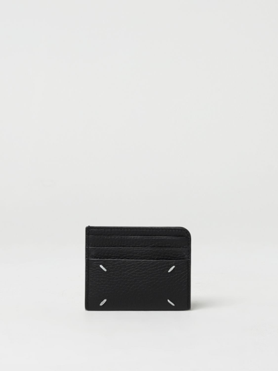 Shop Maison Margiela Credit Card Holder In Grained Leather In Black
