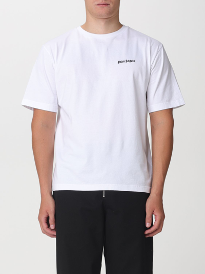 Shop Palm Angels Cotton T-shirt With Embroidery In White