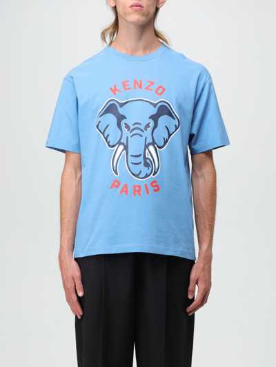 Shop Kenzo Varsity Jungle Elephant Cotton T-shirt In Sky Blue