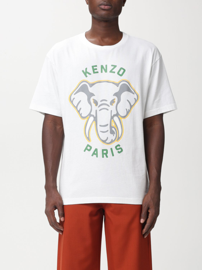 Shop Kenzo Varsity Jungle Elephant Cotton T-shirt In White
