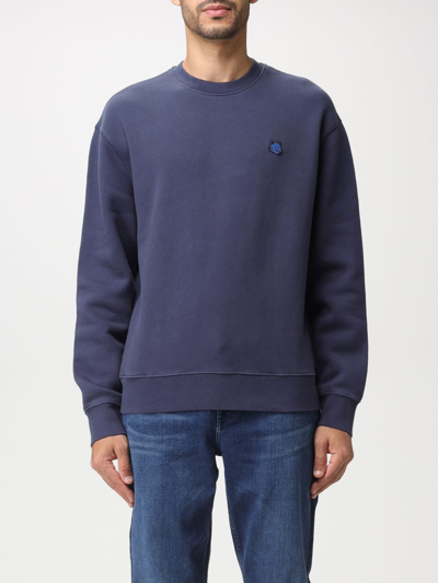 Shop Maison Kitsuné Sweatshirt In Jersey With Patch In Blue