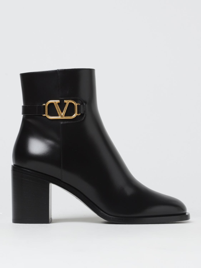 Shop Valentino Vlogo Signature Ankle Boots In Leather In Black