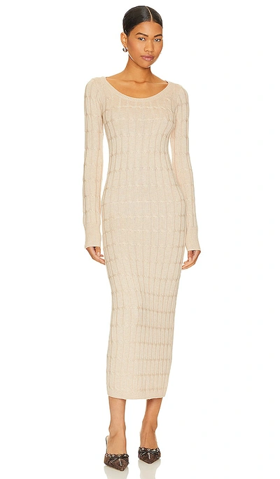 Shop L'academie Cadee Cable Dress In Beige