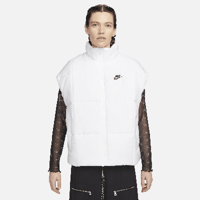Shop Nike Women's  Sportswear Classic Puffer Therma-fit Loose Vest In White