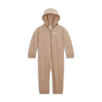 Shop Nike Essentials Baby (12-24m) Hooded Coverall In Brown