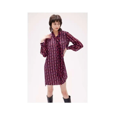 Shop Diane Von Furstenberg Pink Prue Chain Geo Printed Relax Fit Dress