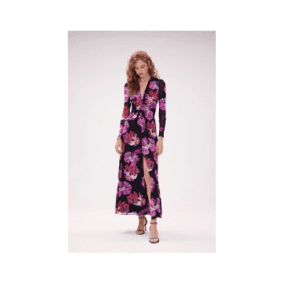 Shop Diane Von Furstenberg Kassia Painted Blossom Front Spilt Dress
