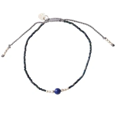 Shop A Beautiful Story Iris Lapis Lazuli Silver Bracelet In Metallic