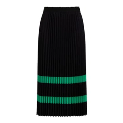 Shop Coster Copenhagen Black With Green Stripe Pleated Skirt
