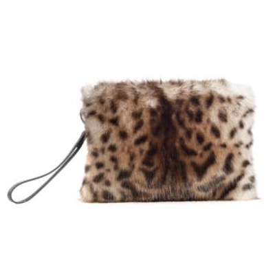 Shop Helen Moore Ocelot Faux Fur Clutch Bag With Wrist Strap