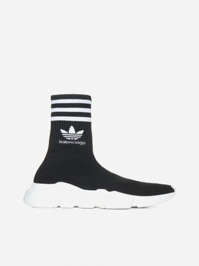 Shop Balenciaga X Adidas Speed It Sneakers In Black,white