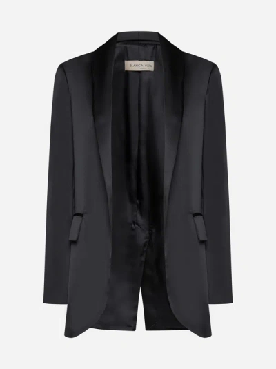 Shop Blanca Vita Guarana Satin Blazer In Black