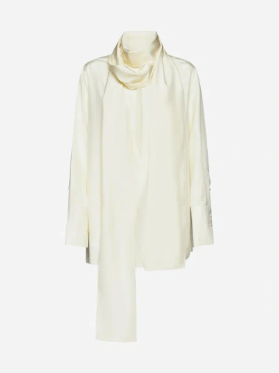 Shop Givenchy Scarf-detail Silk Blouse In Cream