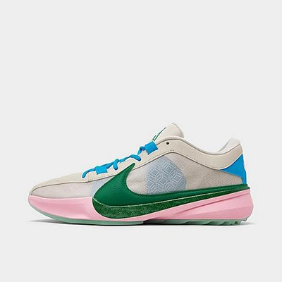 Shop Nike Zoom Freak 5 Basketball Shoes Size 8.0 In Sail/blue/pink/green