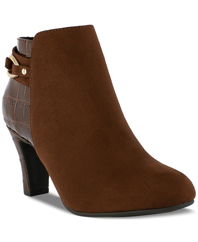 Shop Karen Scott Women's Koraa Strapped Dress Booties, Created For Macy's In Brown Mc