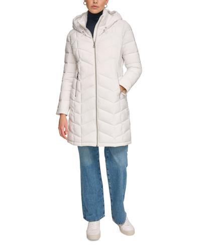 Shop Calvin Klein Women's Hooded Packable Puffer Coat In Eggshell