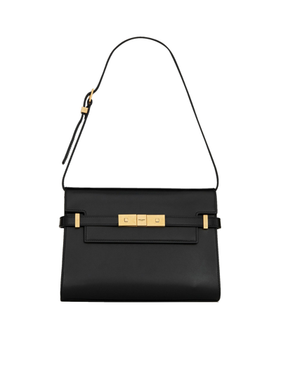 Shop Saint Laurent Ysl Manhattan Bag In Black