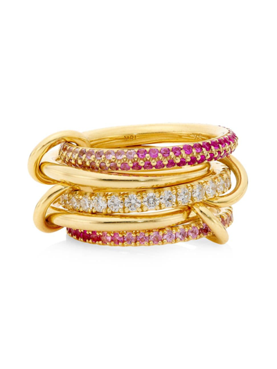 Shop Spinelli Kilcollin Women's 18k Yellow Gold, Pink Sapphire & 3.1 Tcw Diamonds Five-link Ring