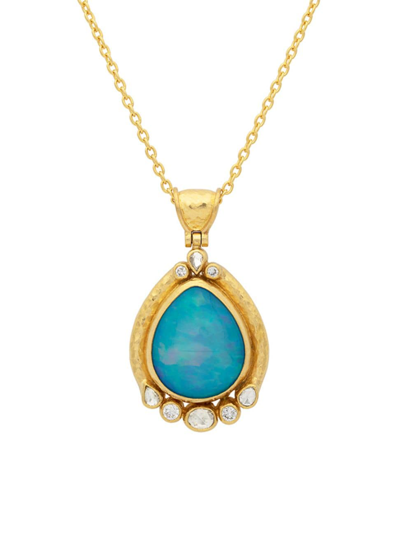 Shop Gurhan Women's Muse 22k & 24k Yellow Gold, Ethiopian Opal & 0.846 Tcw Diamond Necklace