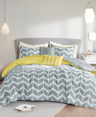 Shop Intelligent Design Closeout!  Nadia Reversible 5-pc. Comforter Set, Full/queen In Yellow