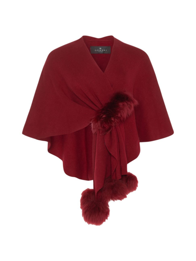 Shop Gorski Women's Wool Capelet With Toscana Lamb In Red