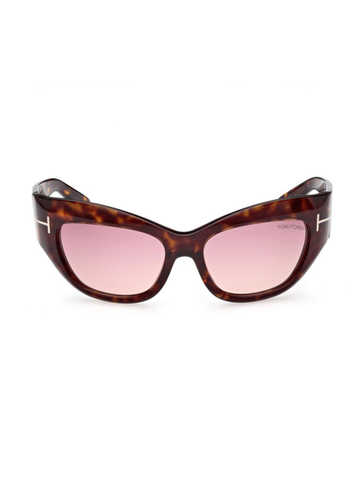 Shop Tom Ford Women's Brianna 55mm Cat-eye Sunglasses In Dark Havana