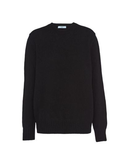 Shop Prada Women's Wool And Cashmere Crew-neck Sweater In Black