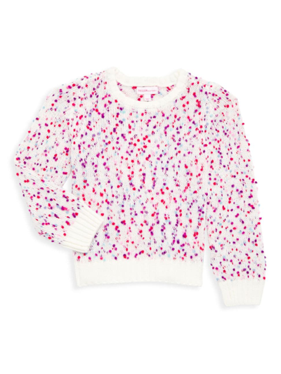 Shop Design History Little Girl's Dotted Knit Sweater In Winter White Combo