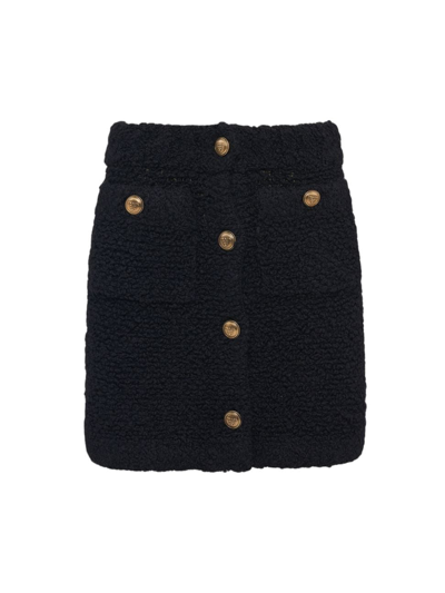 Shop Prada Women's Bouclé Mohair Miniskirt In Black