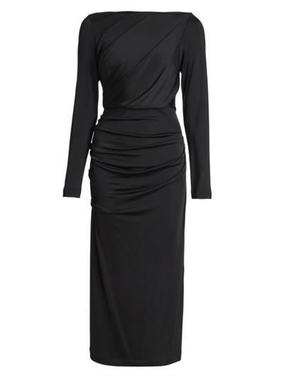 Shop Dries Van Noten Women's Hunewa Gathered Midi-dress In Black