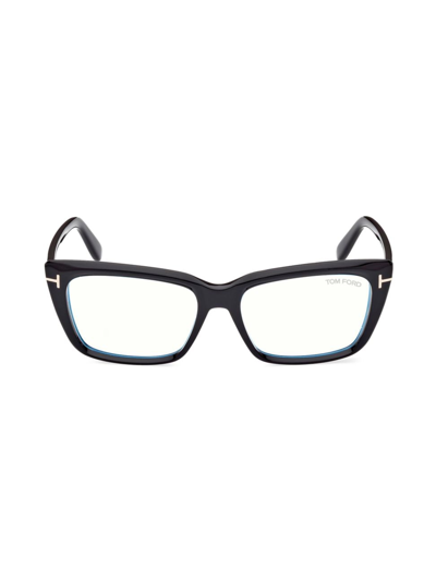 Shop Tom Ford Women's 56mm Blue Block Glasses In Black