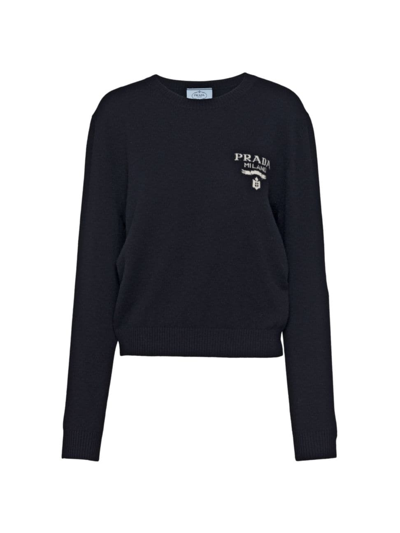 Shop Prada Women's Cashmere And Silk Sweater In Blue