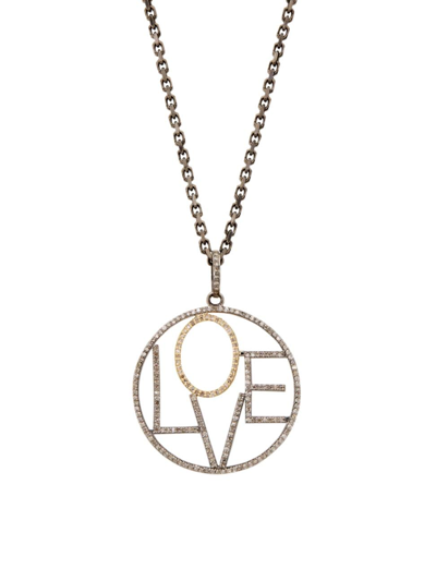 Shop Nina Gilin Women's Sterling Silver, 14k Yellow Gold, & Diamond "love" Pendant Necklace