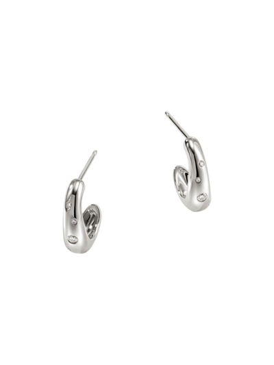 Shop John Hardy Women's Surf Sterling Silver & 0.12 Tcw Diamond Small Wavy Hoop Earrings