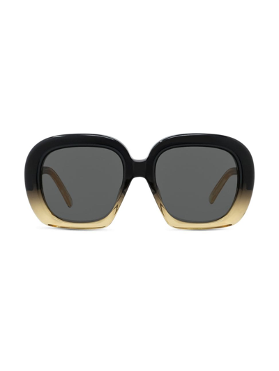 Shop Loewe Men's Curvy 53mm Square Sunglasses In Dark Brown Smoke