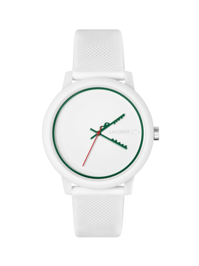 Shop Lacoste Men's L.12.12 Plastic & Silicone Strap Watch In White