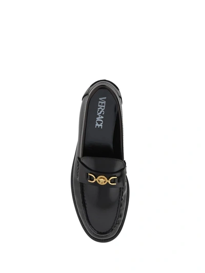 Shop Versace Loafers In Nero/oro