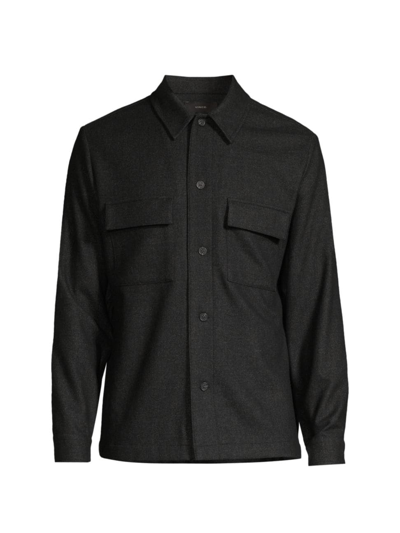 Shop Vince Men's Splittable Wool-blend Shirt Jacket In Black
