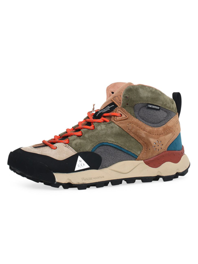 Shop Flower Mountain Men's Yamano 3 Suede & Textile Sneakers In Beige Military