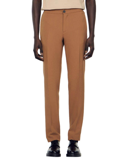 Shop Sandro Men's Jersey Pants In Camel