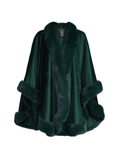 Shop Sofia Cashmere Women's Faux Fur & Cashmere U-cape In Green