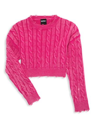 Shop Katiej Nyc Girl's Gabby Sweater In Hot Pink