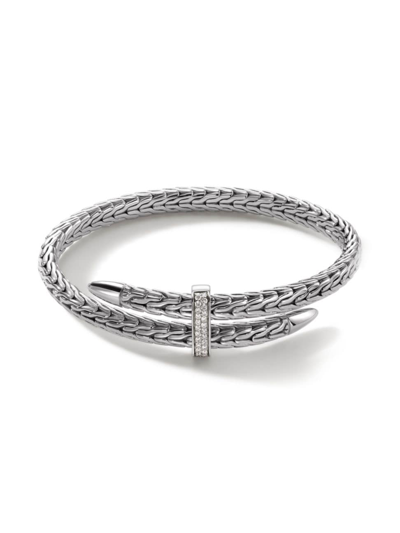 Shop John Hardy Women's Spear Sterling Silver & Diamond Pavé Flex Cuff Bracelet