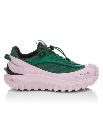 Shop Moncler Men's Trailgrip Gtx Low-top Sneakers In Green Pink