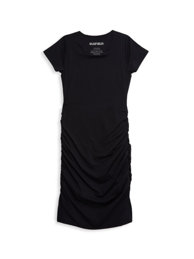 Shop Katiej Nyc Girl's Riley Ruched Dress In Black